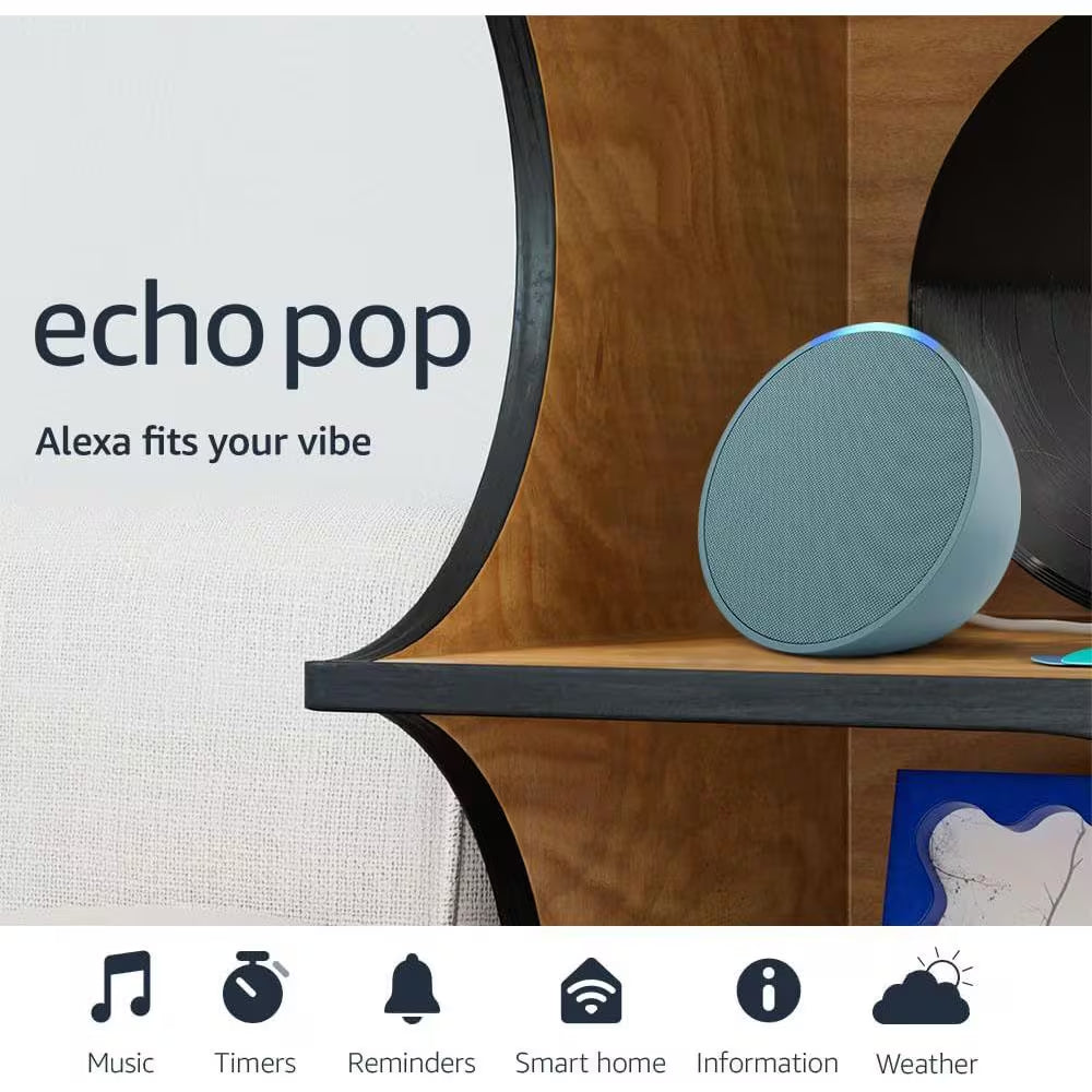 Echo Pop (1St Gen, 2023 Release) Full Sound Compact Smart Speaker with Alexa, Midnight Teal