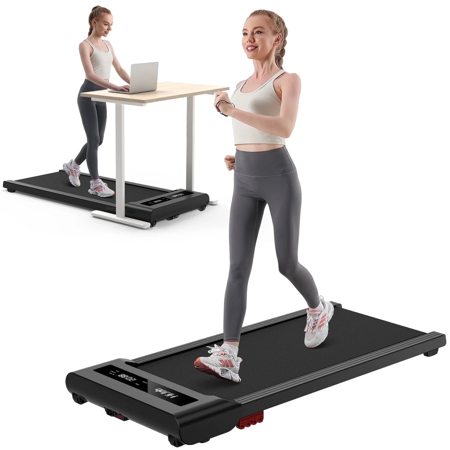 Walking Pad, under Desk Treadmill 300 Lb Capacity with LED Display for Home Office Walking/Running
