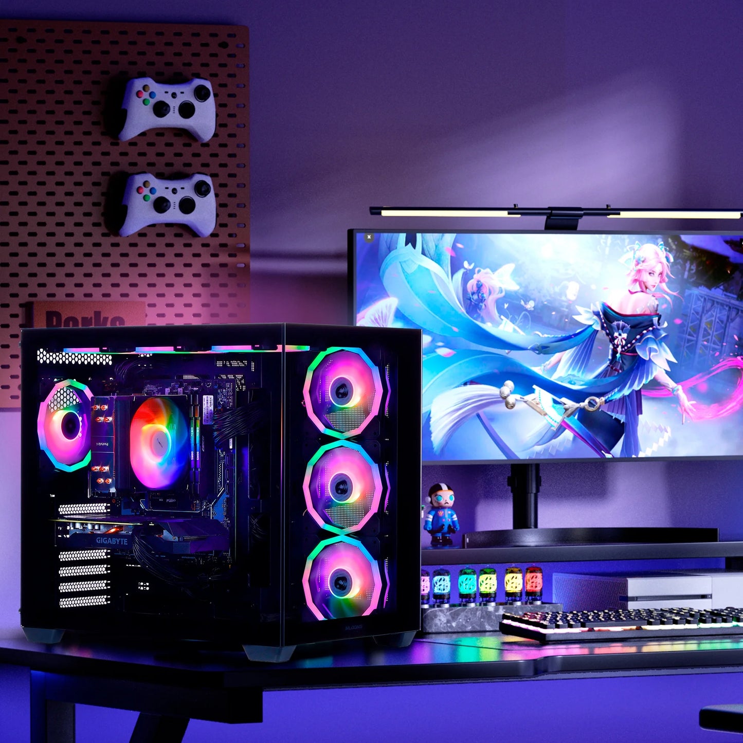 PC Gamer Gaming Desktop, AMD Ryzen 5 5500, Radeon RX 6600 8GB, 16GB DDR4, 1TB SSD, Black, WIFI, Windows 11 Home