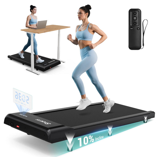 Walking Pad with 10% Incline,Walking Pad Treadmill for Home Office,2.5 HP under Desk Treadmill with LED Display & Remote,265 Lbs Capacity