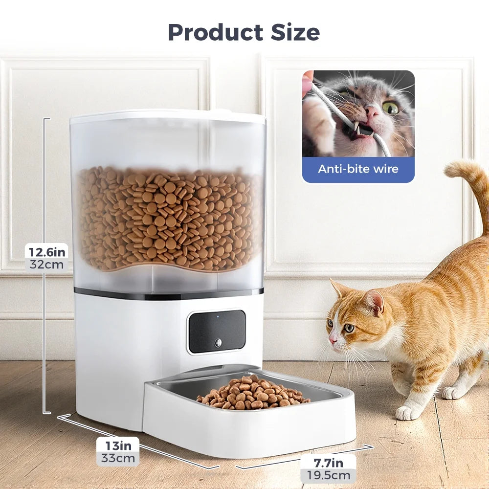 Automatic Cat Feeder,  Wifi Pet Feeder with APP Control for Cat/Dog, 6L Smart Cat Food Dispenser, Dog Feeder with Timed Feeding