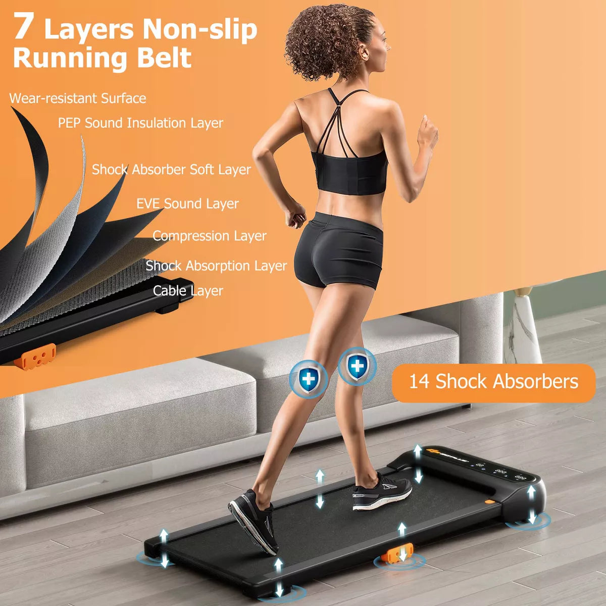 Costway Walking Pad under Desk Treadmill with Watch Remote LED Touch Screen for Home/Office