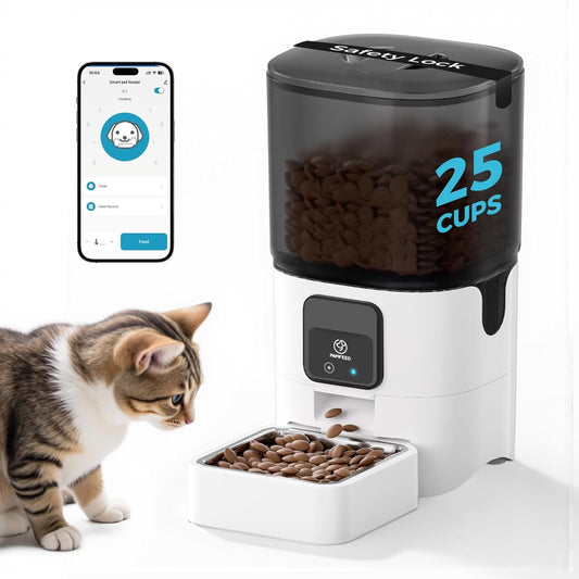 Smart Automatic Cat Feeder 6L, Wifi Pet Food Dispenser W/ APP & Alexa Control