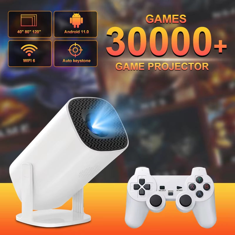 Android 11 Gaming Projector P30MAX 64GB TF Card Wireless Gaming Controller Dual WIFI 1280*720P Home Theater Portable Projector