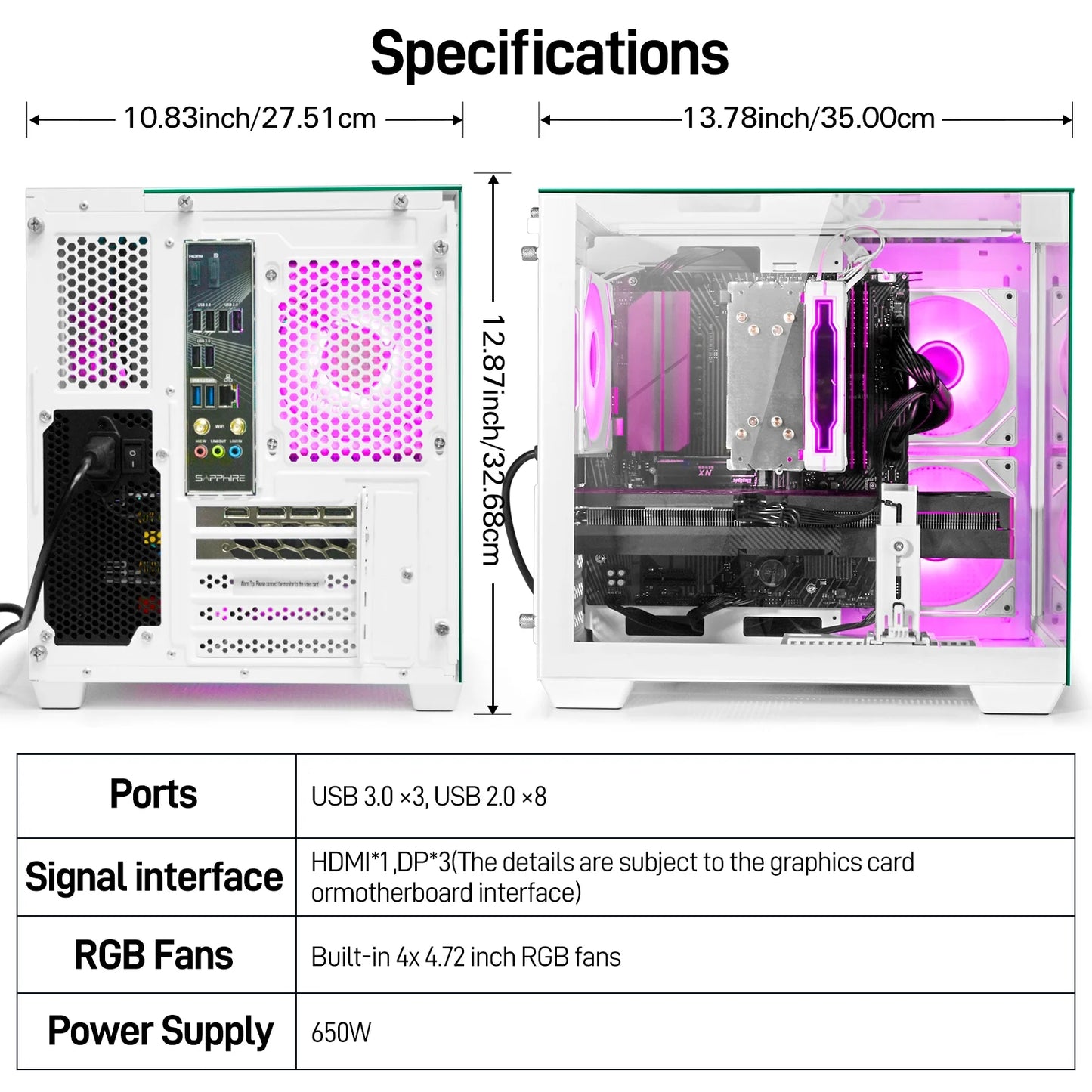Gaming PC Desktop, Ryzen 7 5700X, 32GB DDR4, RTX 5060 8GB, 1TB Nvme SSD, Wifi 6