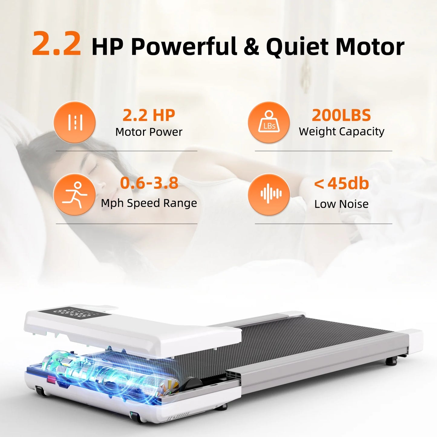 Walking Pad 300Lb,Under Desk Treadmillwith Remote Control ,2 in 1 Portable Walking Pad Treadmill for Home/Office/Exercise/Fitness Workout(White)