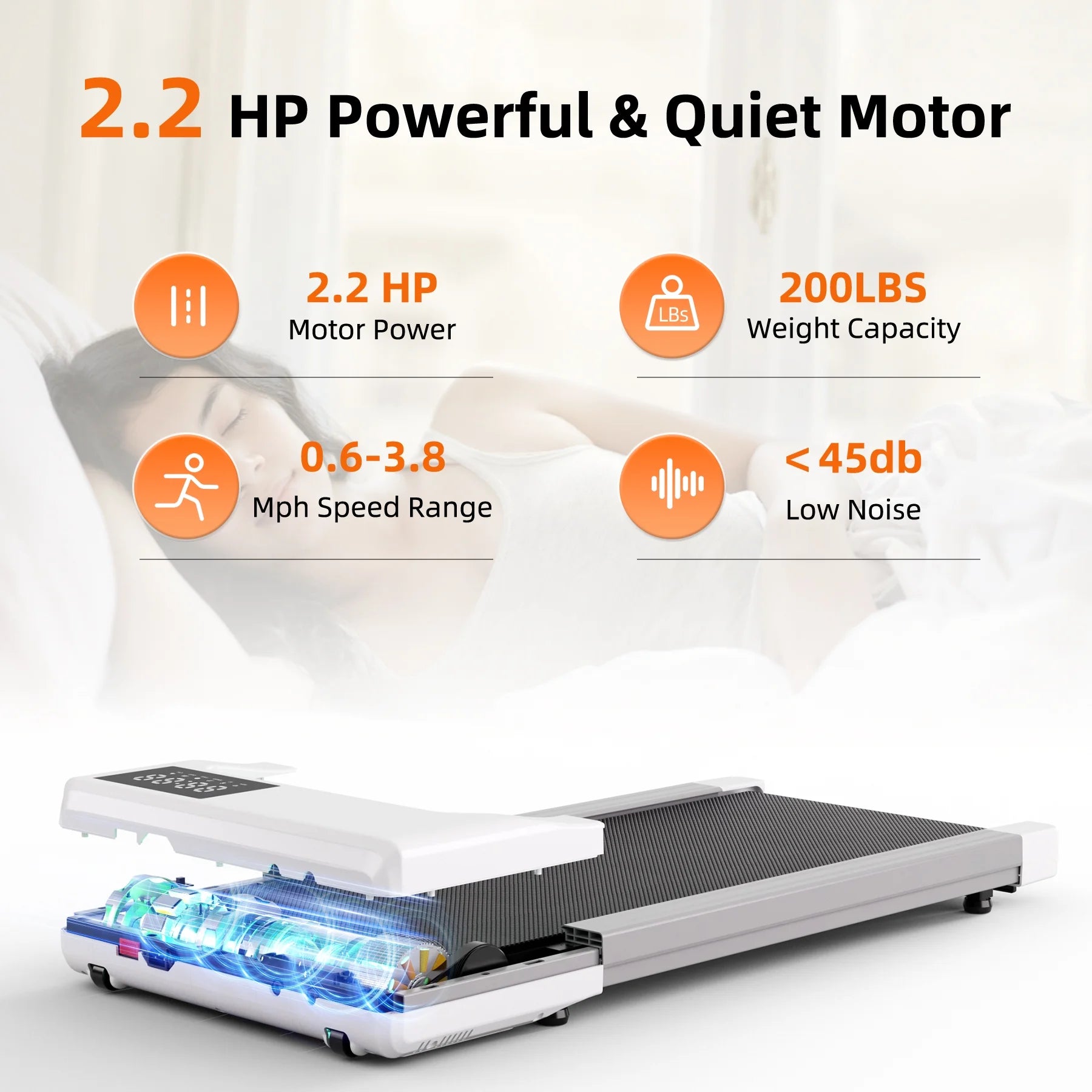 Walking Pad 300Lb,Under Desk Treadmillwith Remote Control ,2 in 1 Portable Walking Pad Treadmill for Home/Office/Exercise/Fitness Workout(White)