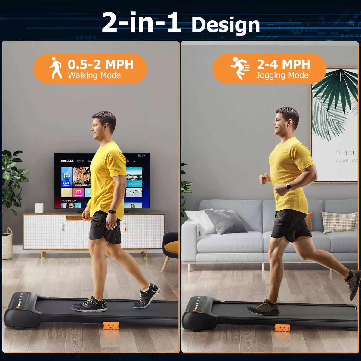 Costway Walking Pad under Desk Treadmill with Watch Remote LED Touch Screen for Home/Office