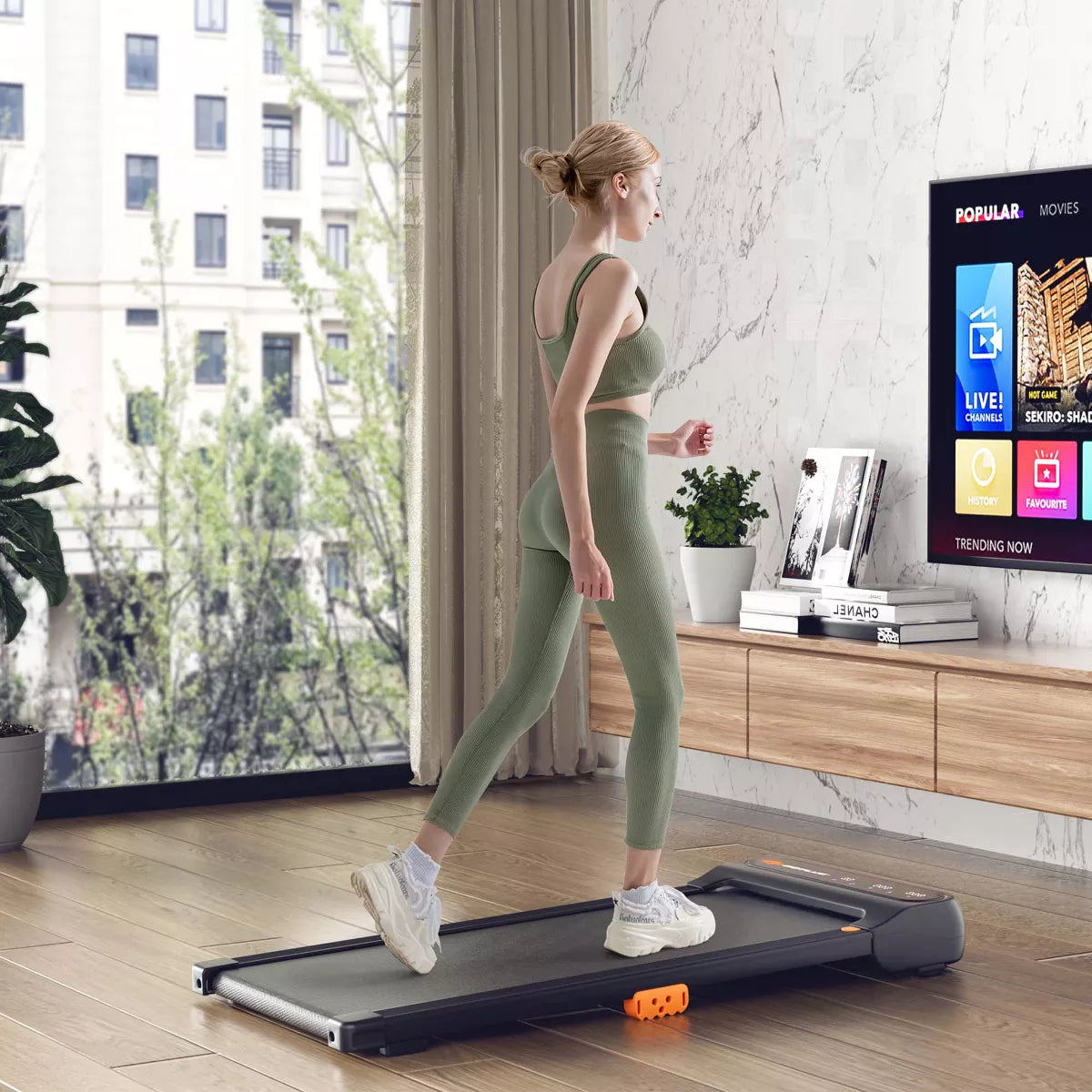 Costway Walking Pad under Desk Treadmill with Watch Remote LED Touch Screen for Home/Office