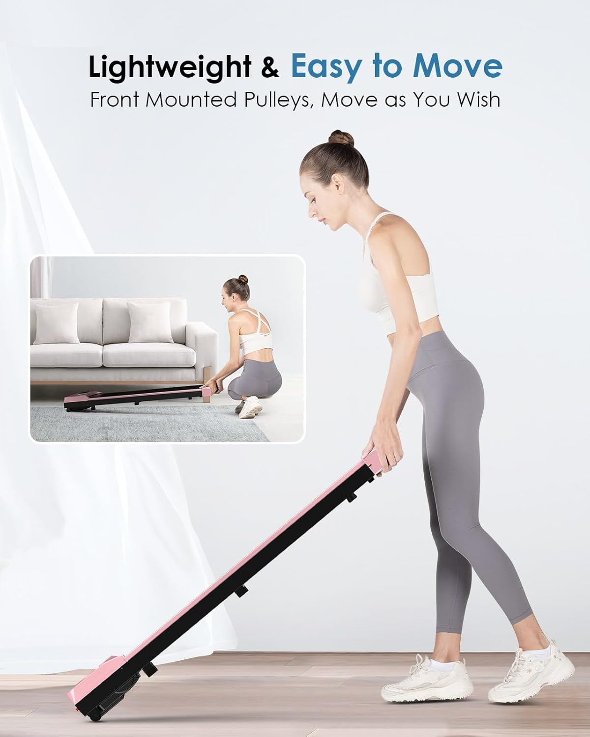 Walking Pad Treadmill with Incline, 5% Incline & 5MPH under Desk Portable Treadmill for Home Office, Compact & Small, Ultra Quiet with 300+ Lb Capacity