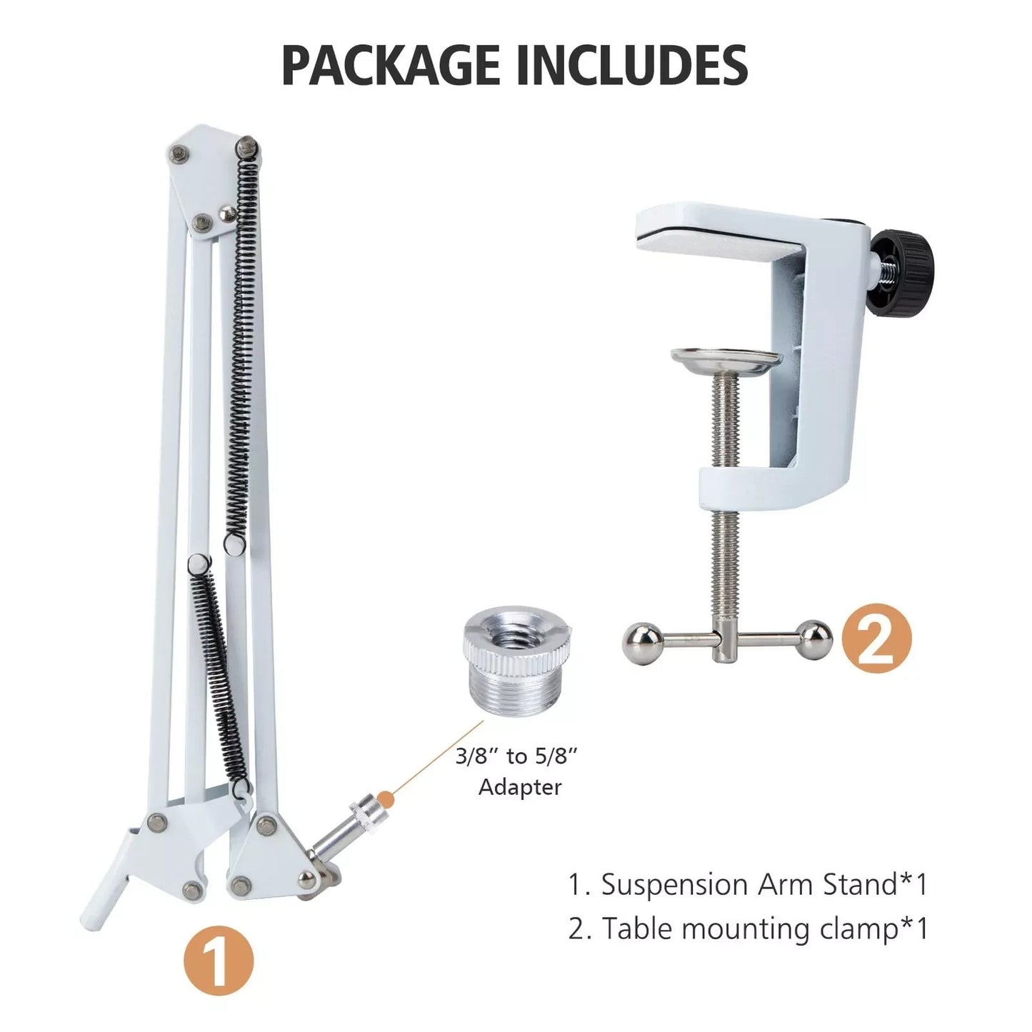 White Boom Arm for Fifine AM8 - Mic Arm Compatible with Fifine Microphone