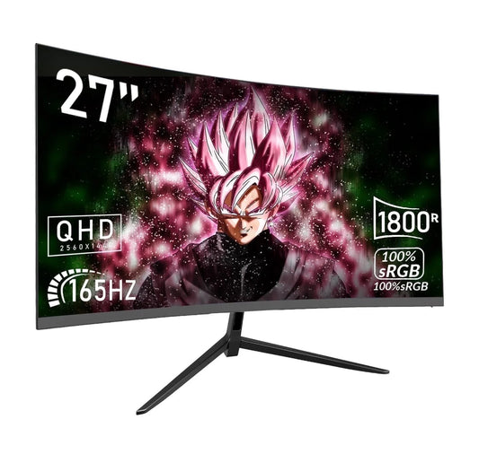 REHISK 27 Inch QHD 2K Curved Gaming Monitor 180Hz 2560 X 1440P 1Ms Fast IPS Computer Monitor, DP/HDMI,VESA Mount, 120% Srgb HDR Eye Care Metal Stand