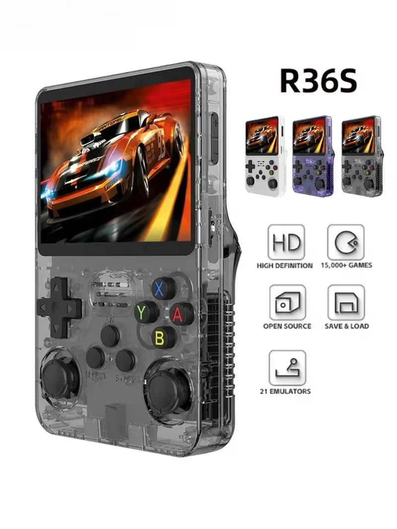 Portable R36S 128GB Handheld Game Console Linux System 3.5 Inch IPS Screen Pocket Video Player for MAME/N64/PS1 /CPS1/CPS2/CPS
