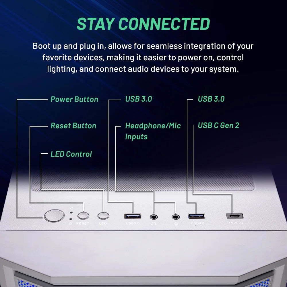 Skytech Archangel Gaming PC Desktop Intel Core I5 14400F NVIDIA Geforce RTX 5060 1TB Nvme SSD 16GB DDR5 RAM Windows
