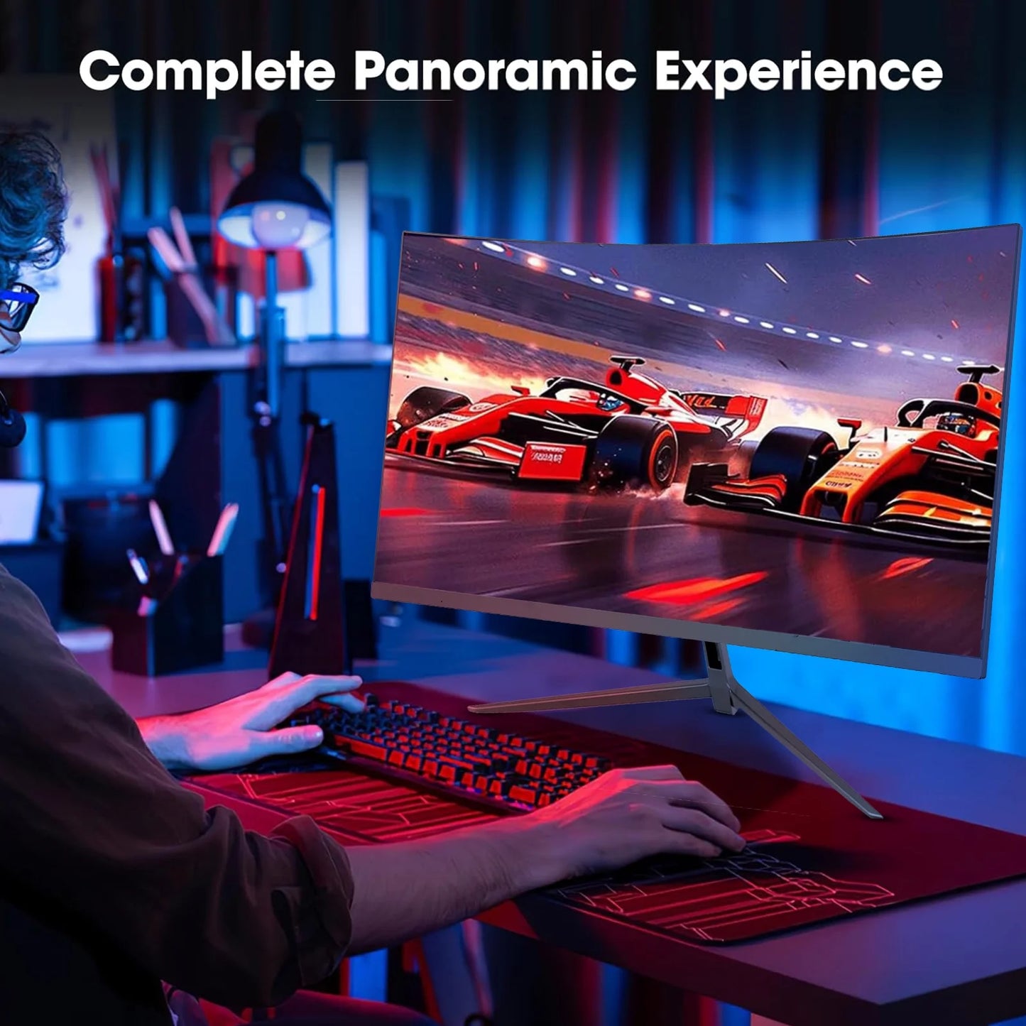 REHISK 27 Inch QHD 2K Curved Gaming Monitor 180Hz 2560 X 1440P 1Ms Fast IPS Computer Monitor, DP/HDMI,VESA Mount, 120% Srgb HDR Eye Care Metal Stand