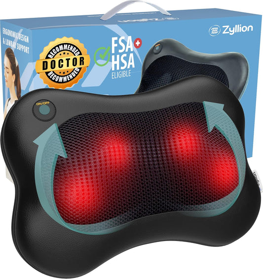 Shiatsu Back and Neck Massager with Heat - 3D Electric Kneading Deep Tissue Massage Pillow for Muscle Pain Relief, Black, ZMA-13