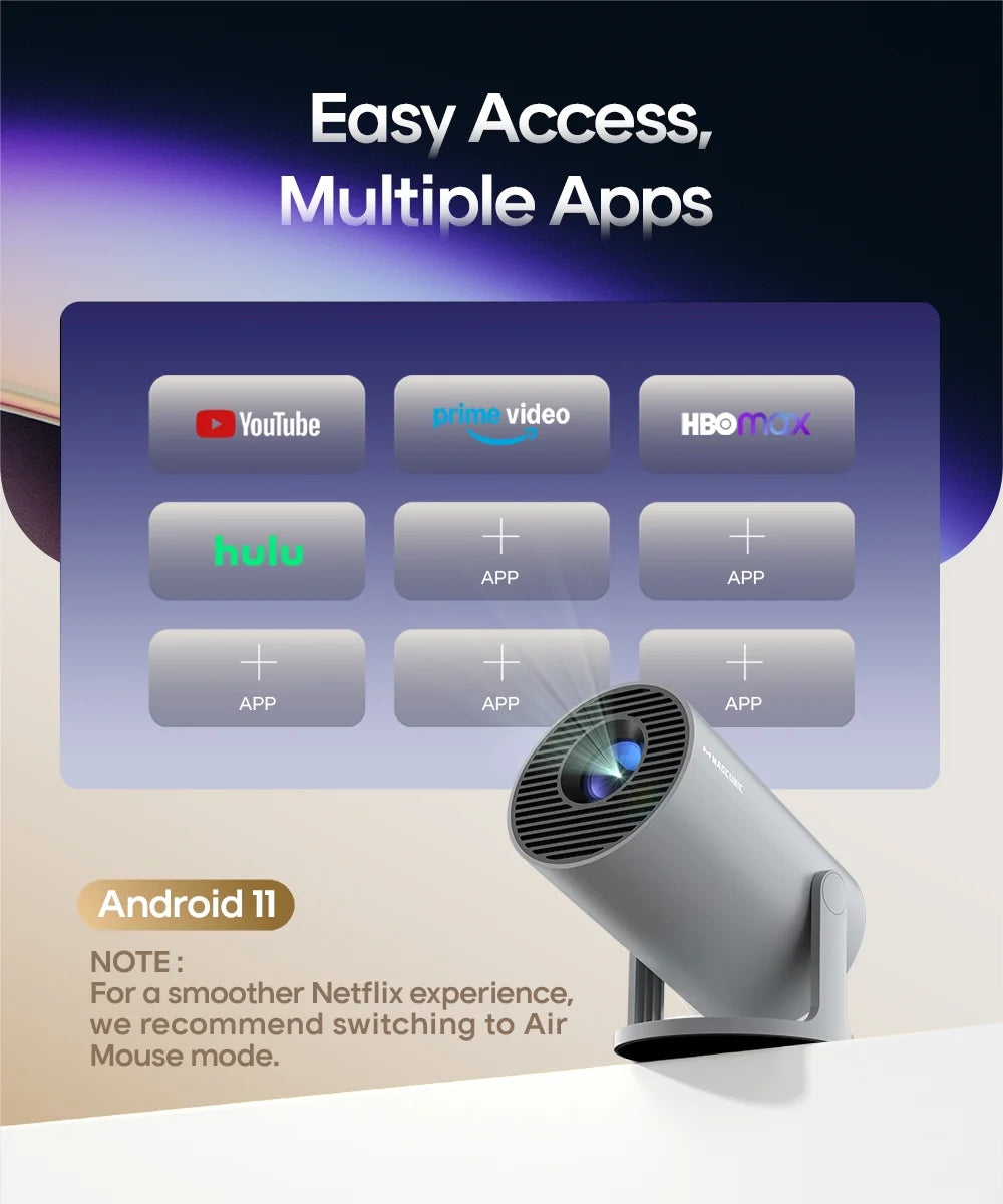 Projector 4K 1080P Support with Wifi 6 and BT 5.4, Portable Mini Projector, Auto Keystone, 180° Rotatable Home Theater, HY300 Pro 2025 Upgraded