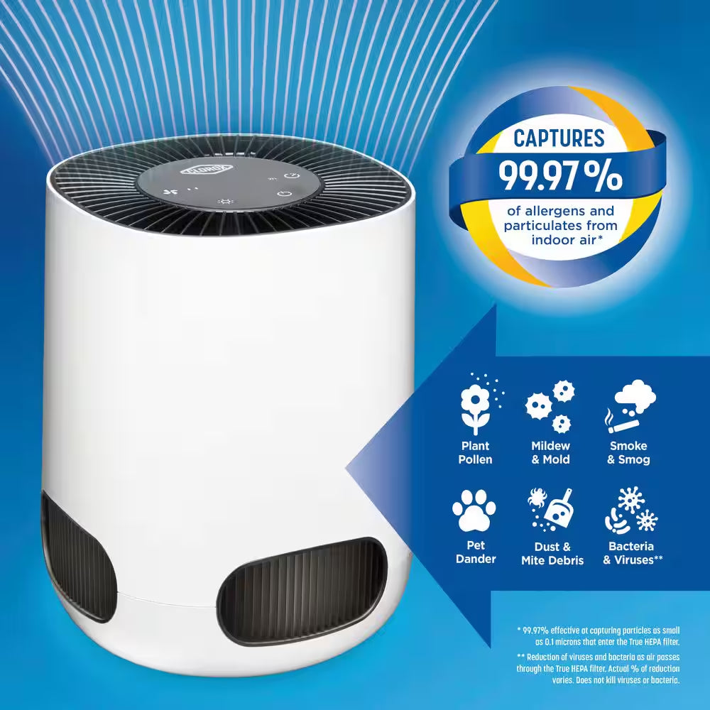 Tabletop Smart 200 Sq. Ft. True HEPA Air Purifier in White