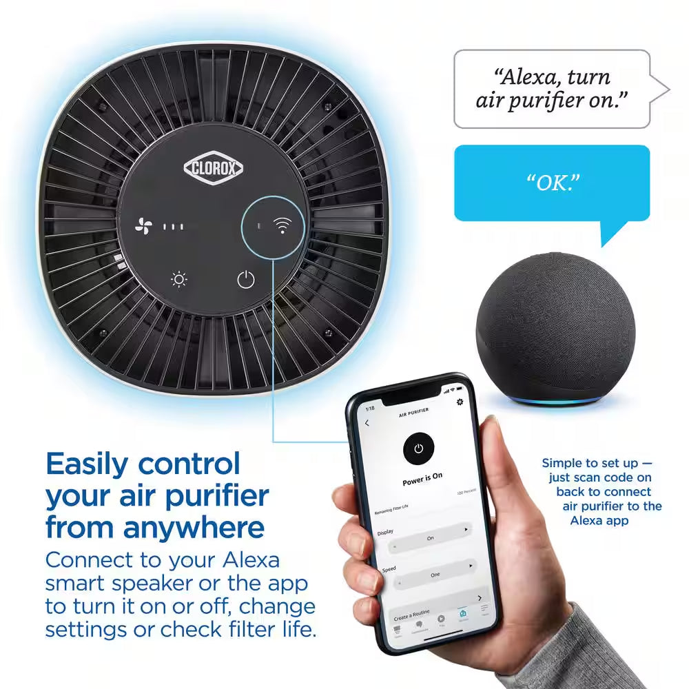 Tabletop Smart 200 Sq. Ft. True HEPA Air Purifier in White