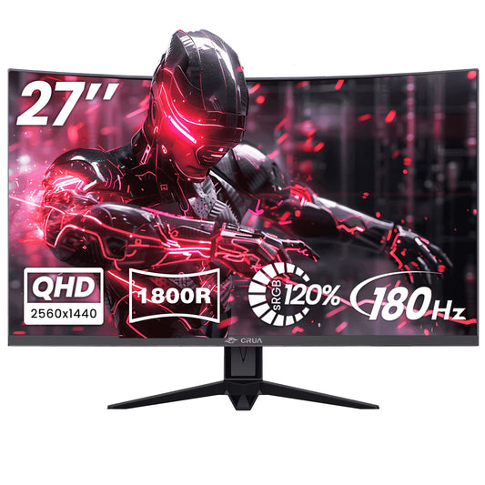27" 2K 180Hz Curved Gaming Monitor,Qhd (2560 X 1440P) 1800R ,120% Srgb,Freesync,Dp& HDMI Ports, Black