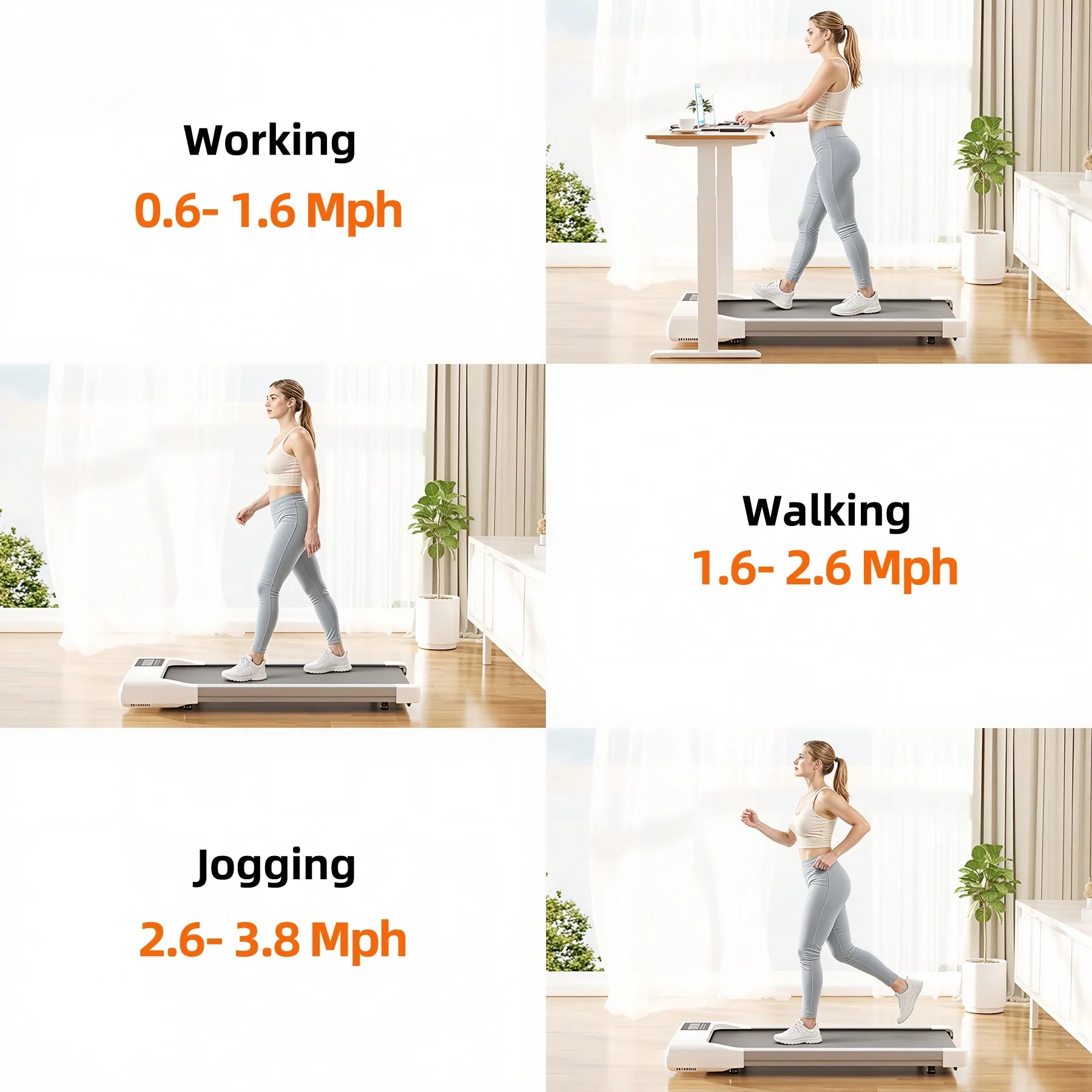 Walking Pad 300Lb,Under Desk Treadmillwith Remote Control ,2 in 1 Portable Walking Pad Treadmill for Home/Office/Exercise/Fitness Workout(White)