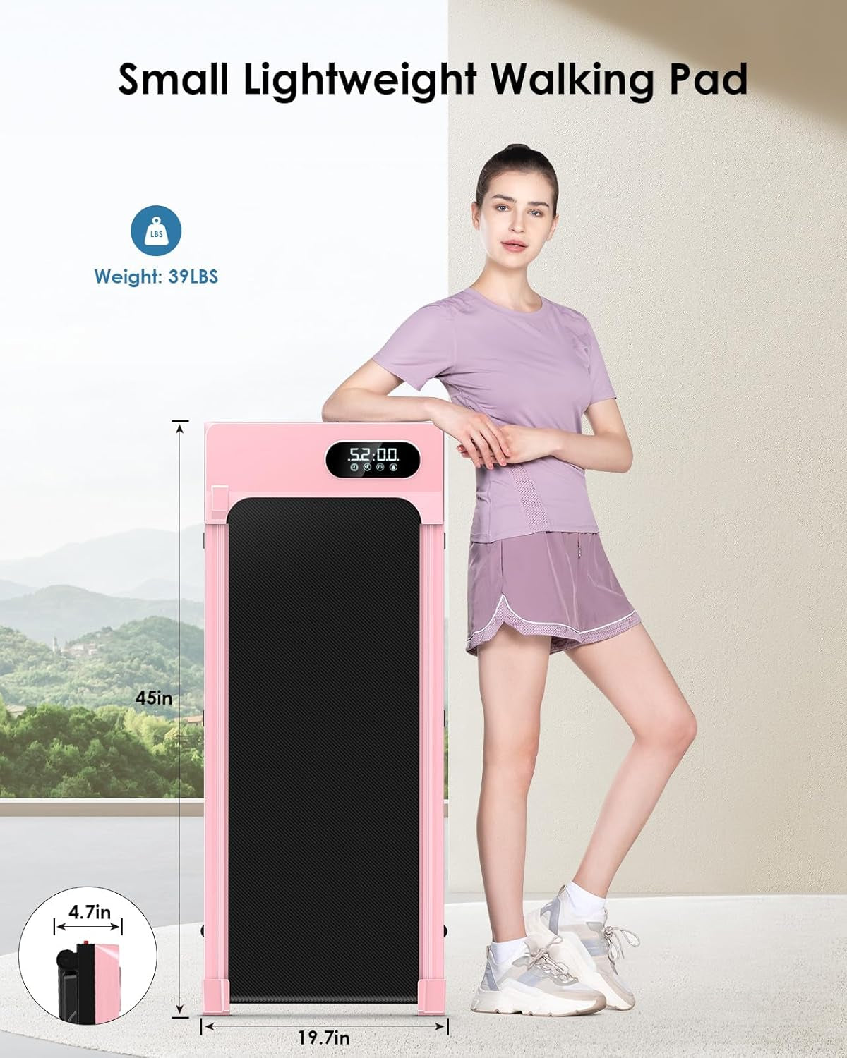 Walking Pad Treadmill with Incline, 5% Incline & 5MPH under Desk Portable Treadmill for Home Office, Compact & Small, Ultra Quiet with 300+ Lb Capacity