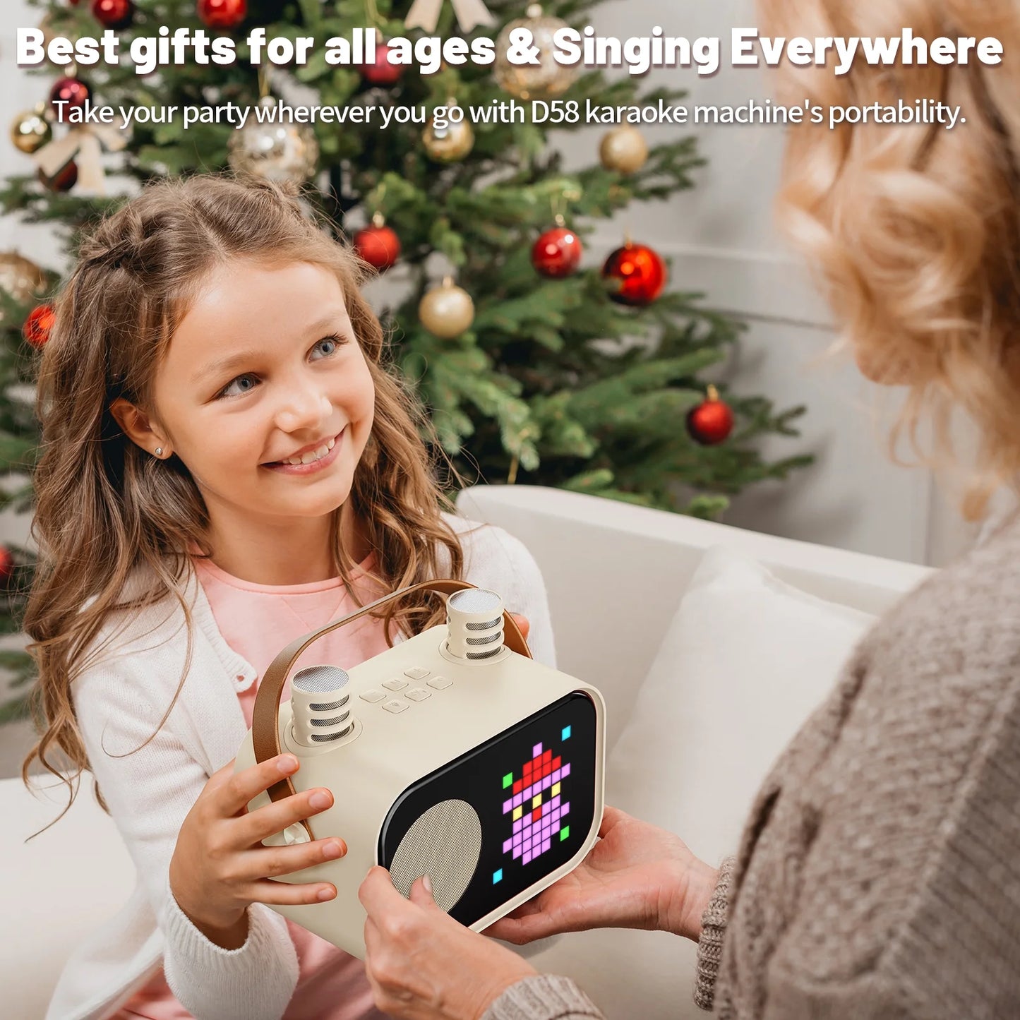 Karaoke Machine for Kids, Bluetooth Speaker with Microphone, Kids Karaoke Machine, 15 Animation Modes