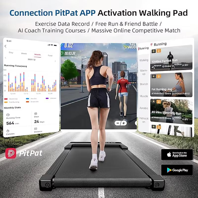 350Lbs Treadmill for Home 2.5HP Treadmills Walking Pad LCD Digital Data Display 2In1 Walking Running Fitness Exercise Machine
