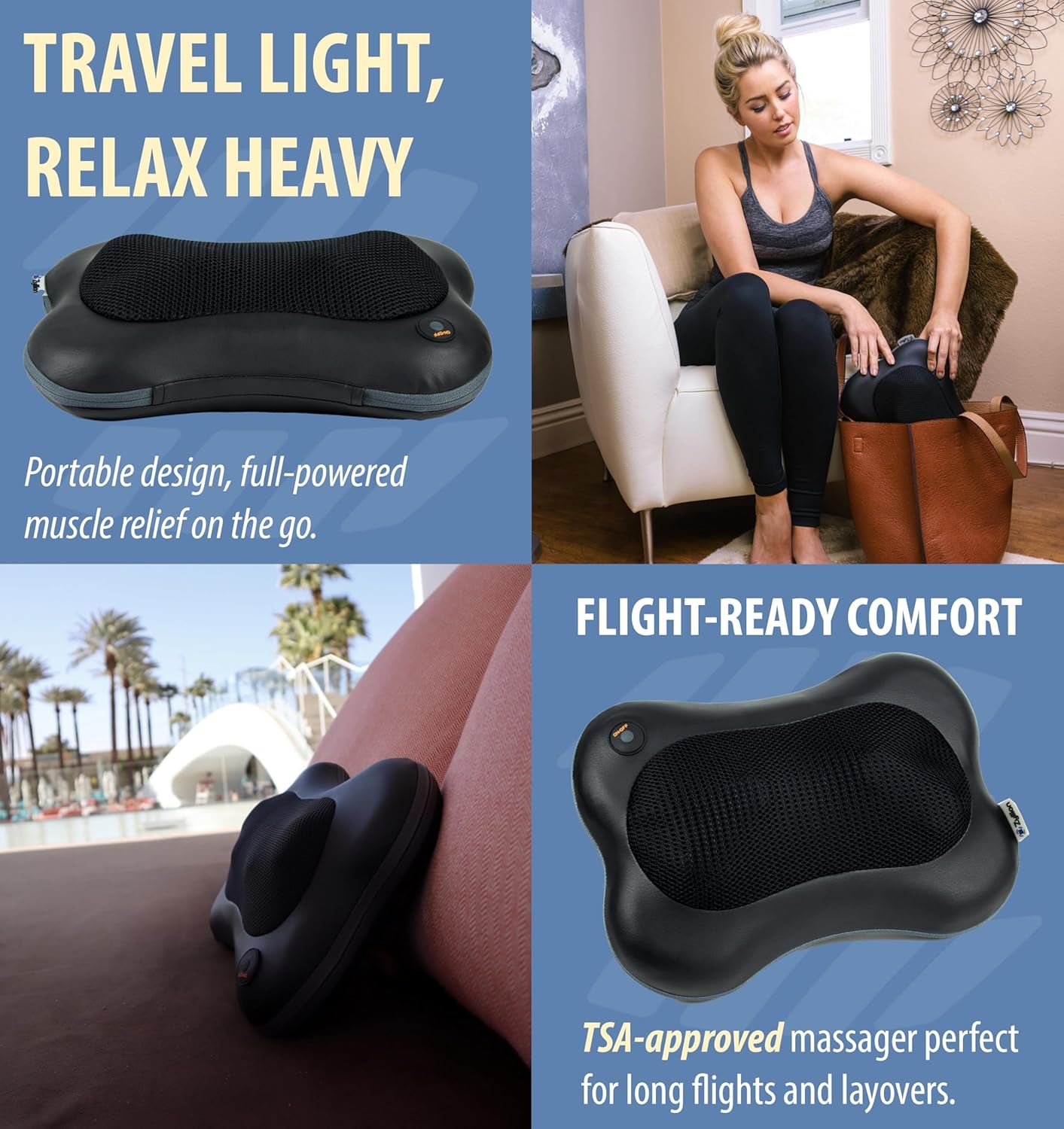 Shiatsu Back and Neck Massager with Heat - 3D Electric Kneading Deep Tissue Massage Pillow for Muscle Pain Relief, Black, ZMA-13