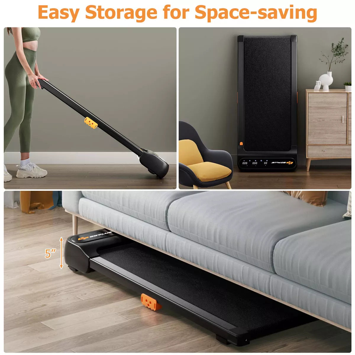 Costway Walking Pad under Desk Treadmill with Watch Remote LED Touch Screen for Home/Office