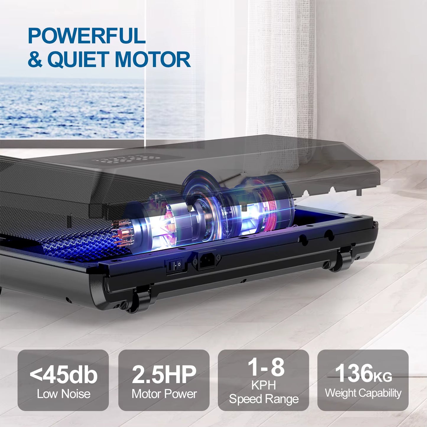350Lbs Treadmill for Home 2.5HP Treadmills Walking Pad LCD Digital Data Display 2In1 Walking Running Fitness Exercise Machine