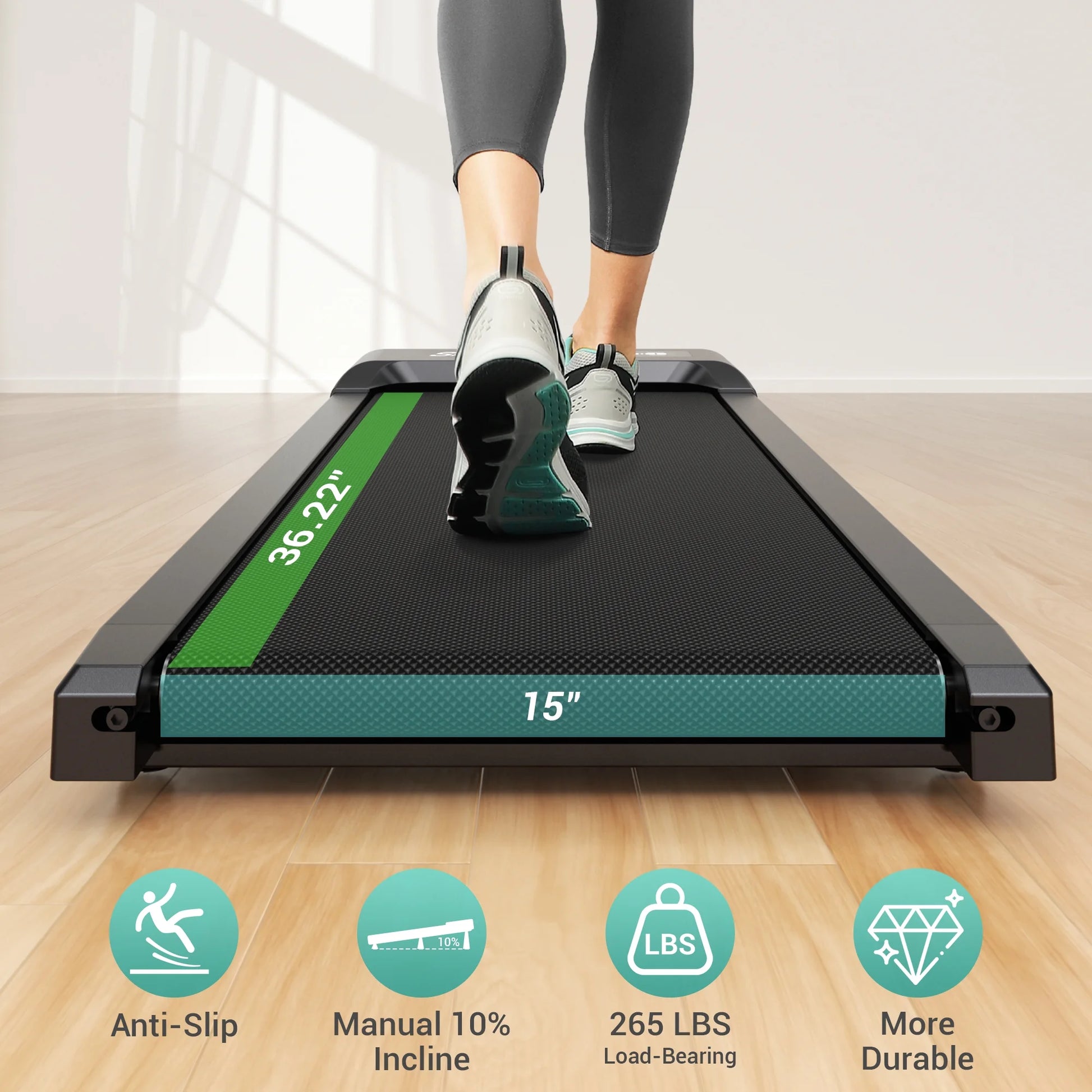 Walking Pad with 10% Incline,Walking Pad Treadmill for Home Office,2.5 HP under Desk Treadmill with LED Display & Remote,265 Lbs Capacity