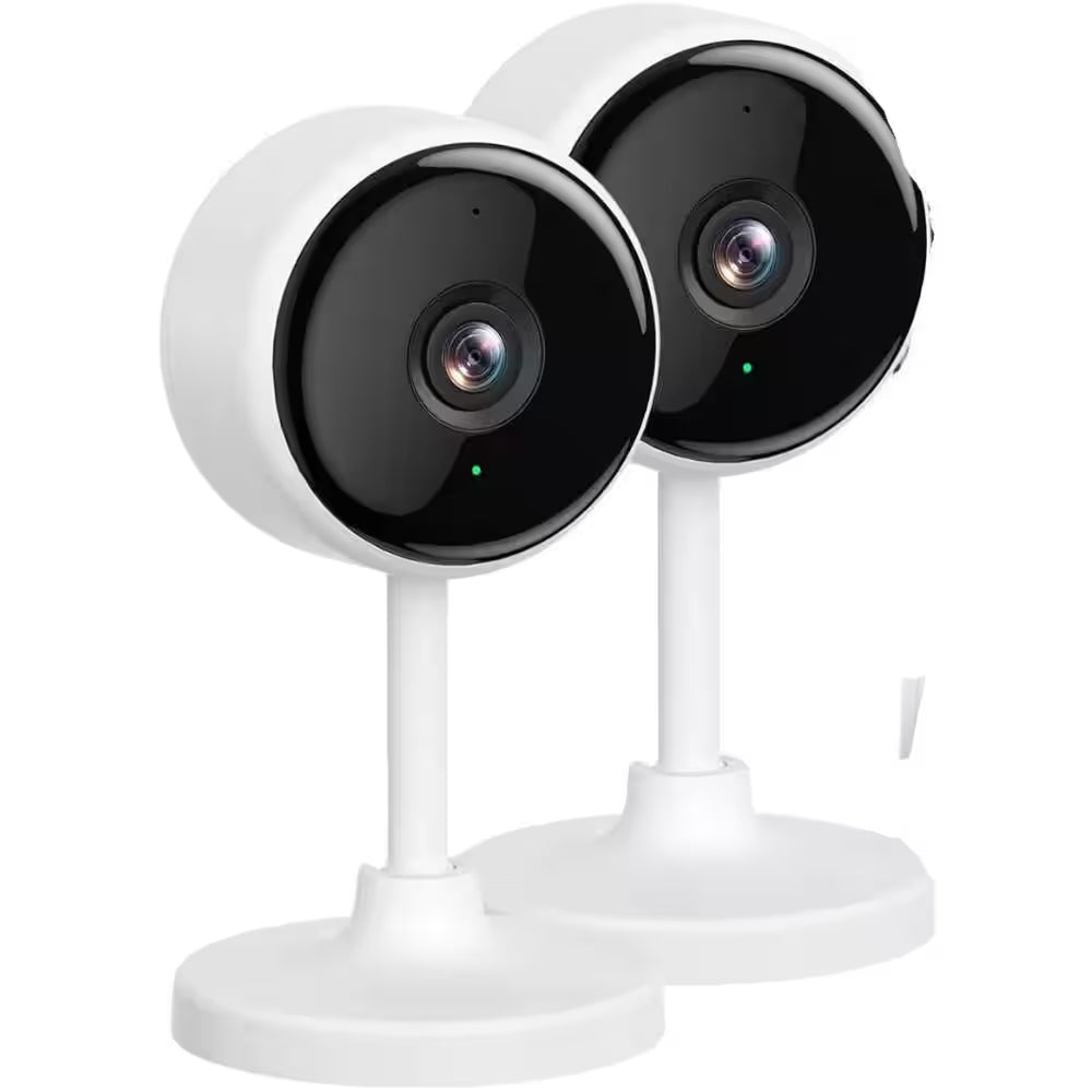 Wired Smart Indoor Hardwired Floodlight Security Camera with Night Vision Motion Detection, 2-Way Audio, White