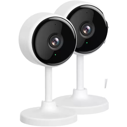 Wired Smart Indoor Hardwired Floodlight Security Camera with Night Vision Motion Detection, 2-Way Audio, White