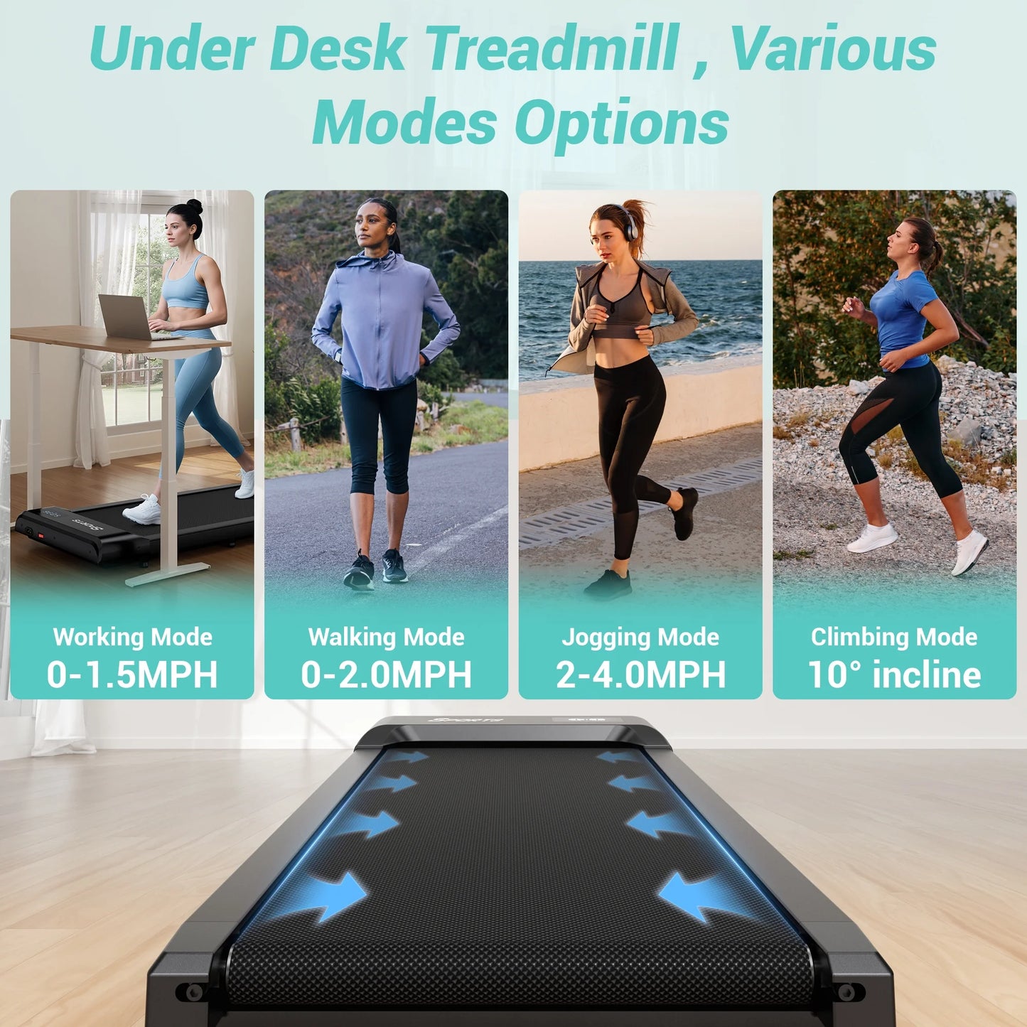Walking Pad with 10% Incline,Walking Pad Treadmill for Home Office,2.5 HP under Desk Treadmill with LED Display & Remote,265 Lbs Capacity