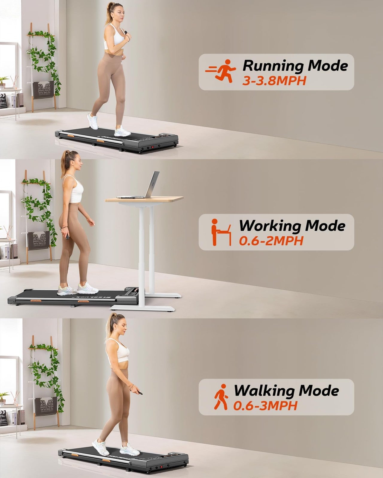 Mini Walking Jogging Machine: 3-In-1 Walking Pad with Incline, 2.5HP for Home