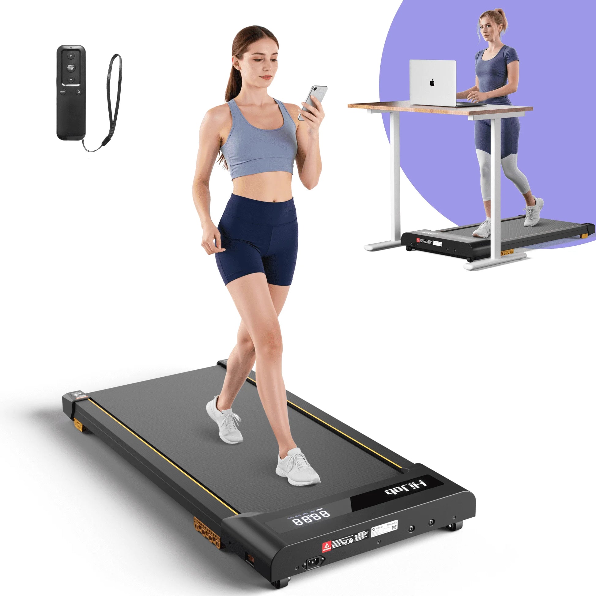 Walking Pad, under Desk Treadmill 300 Lb Capacity with LED Display for Home Office Walking/Running