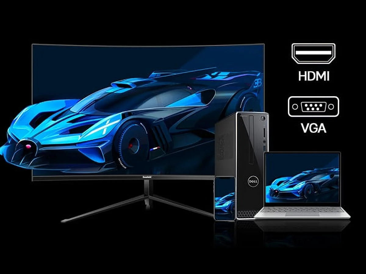 27" Curved Monitor, FHD 1080P 75Hz 1800R Ultra-Thin Bezel-Less VA Display HDMI VGA Port, Computer Monitor