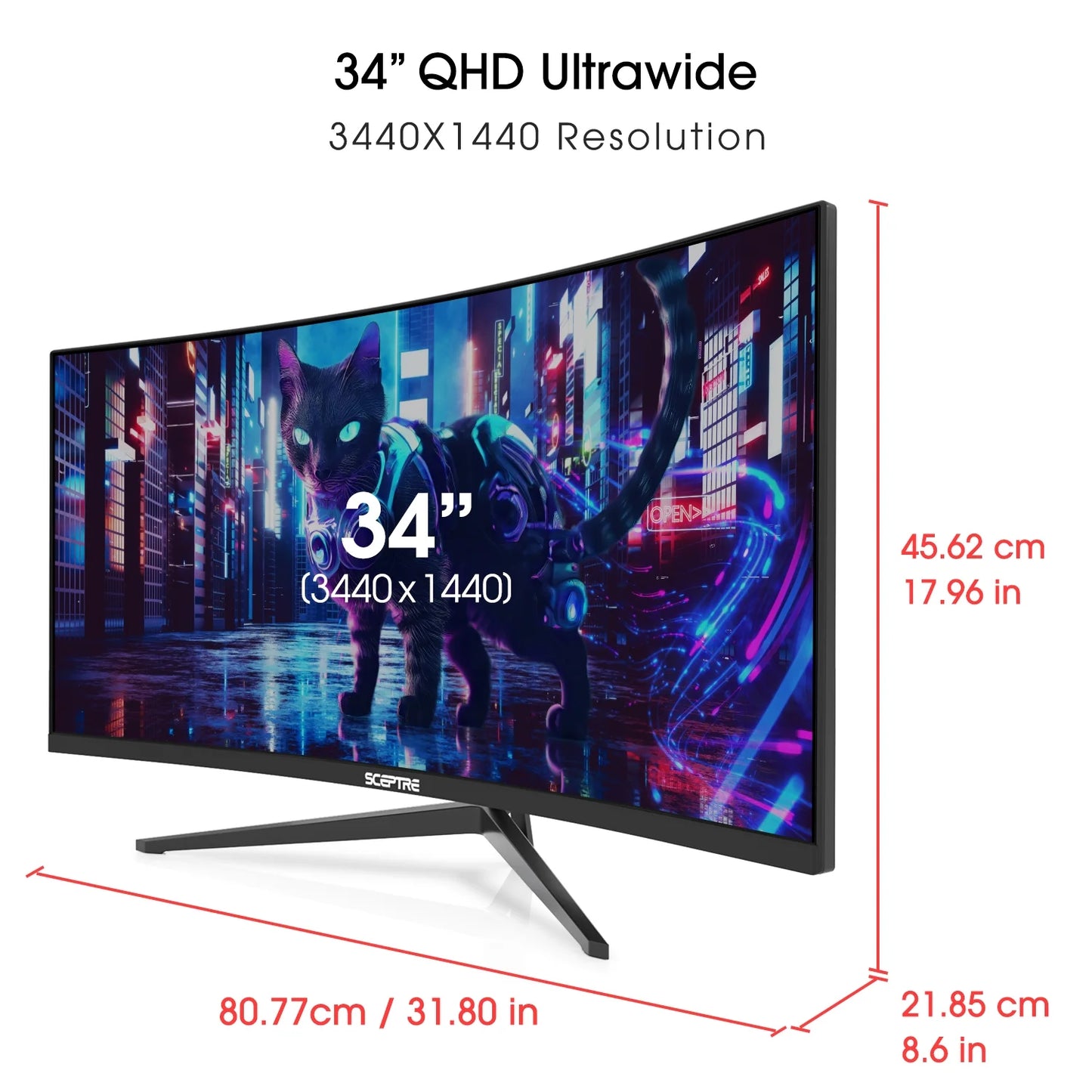 New 34-Inch Curved Gaming Monitor 3440 X 1440 180Hz DP HDMI Build-In Speakers 2026
