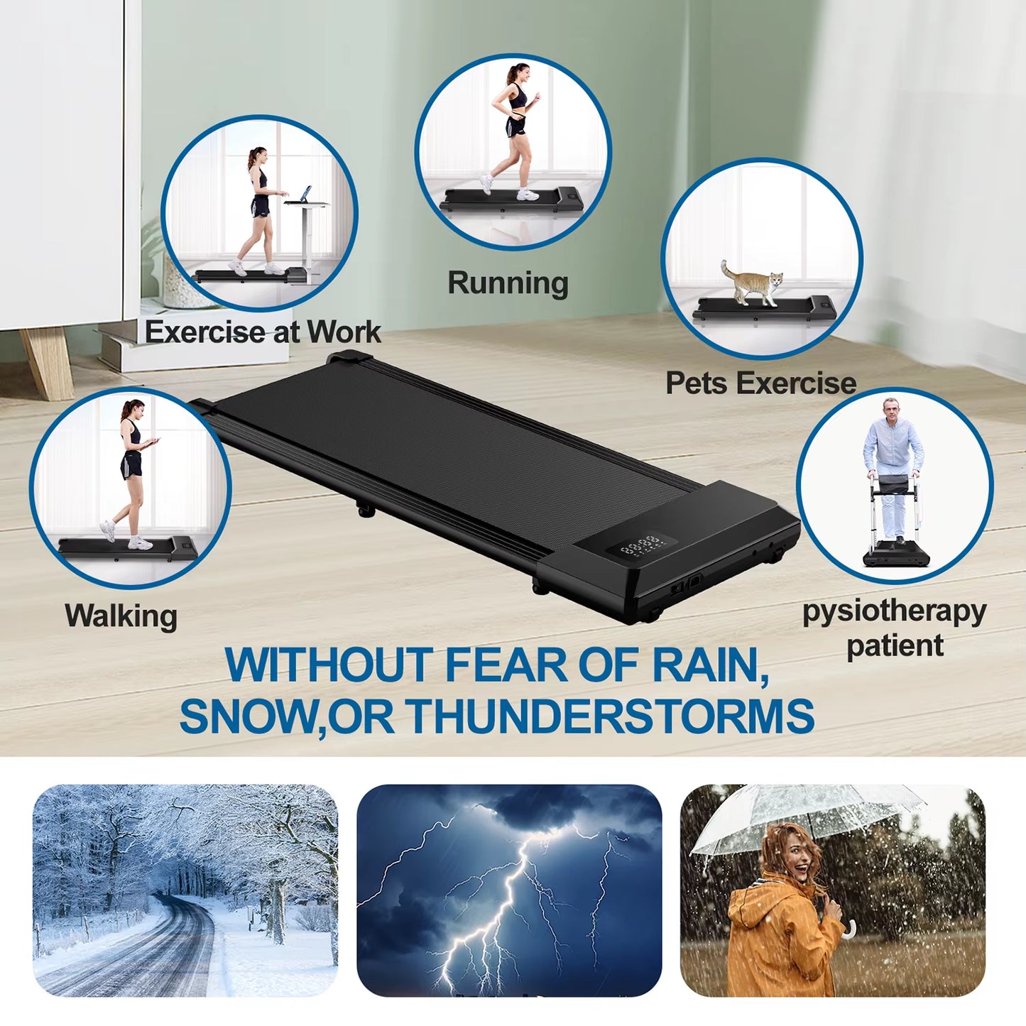 350Lbs Treadmill for Home 2.5HP Treadmills Walking Pad LCD Digital Data Display 2In1 Walking Running Fitness Exercise Machine