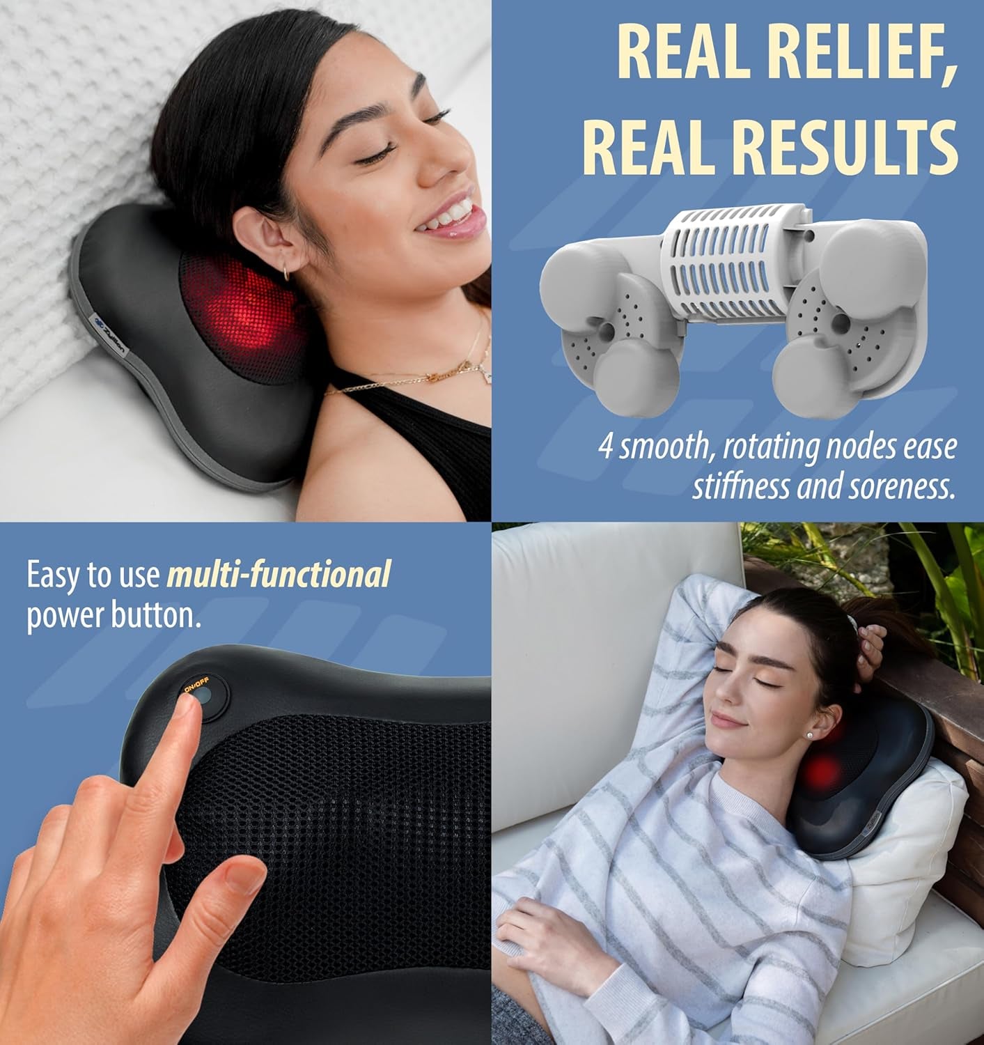 Shiatsu Back and Neck Massager with Heat - 3D Electric Kneading Deep Tissue Massage Pillow for Muscle Pain Relief, Black, ZMA-13