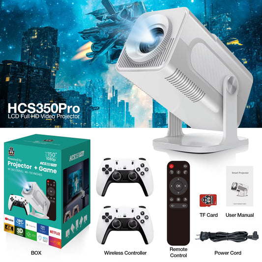 Android 11 Gaming Projector P30MAX 64GB TF Card Wireless Gaming Controller Dual WIFI 1280*720P Home Theater Portable Projector