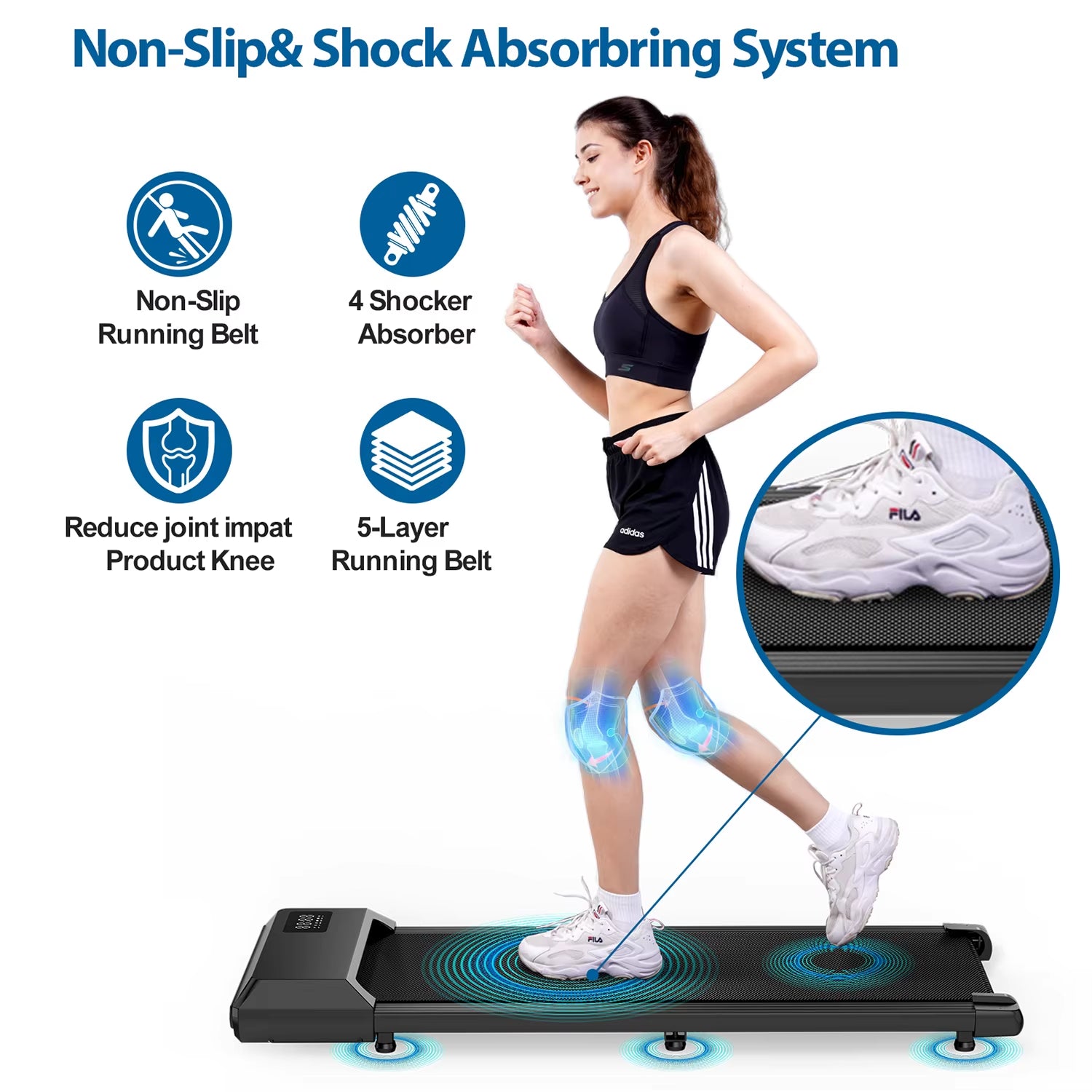 350Lbs Treadmill for Home 2.5HP Treadmills Walking Pad LCD Digital Data Display 2In1 Walking Running Fitness Exercise Machine