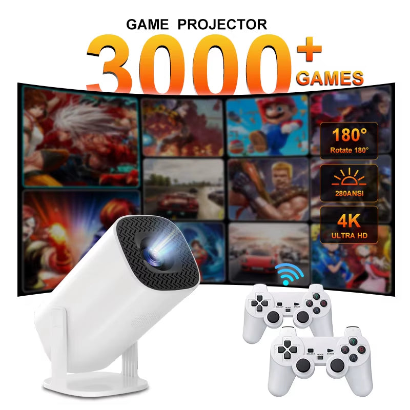 Android 11 Gaming Projector P30MAX 64GB TF Card Wireless Gaming Controller Dual WIFI 1280*720P Home Theater Portable Projector