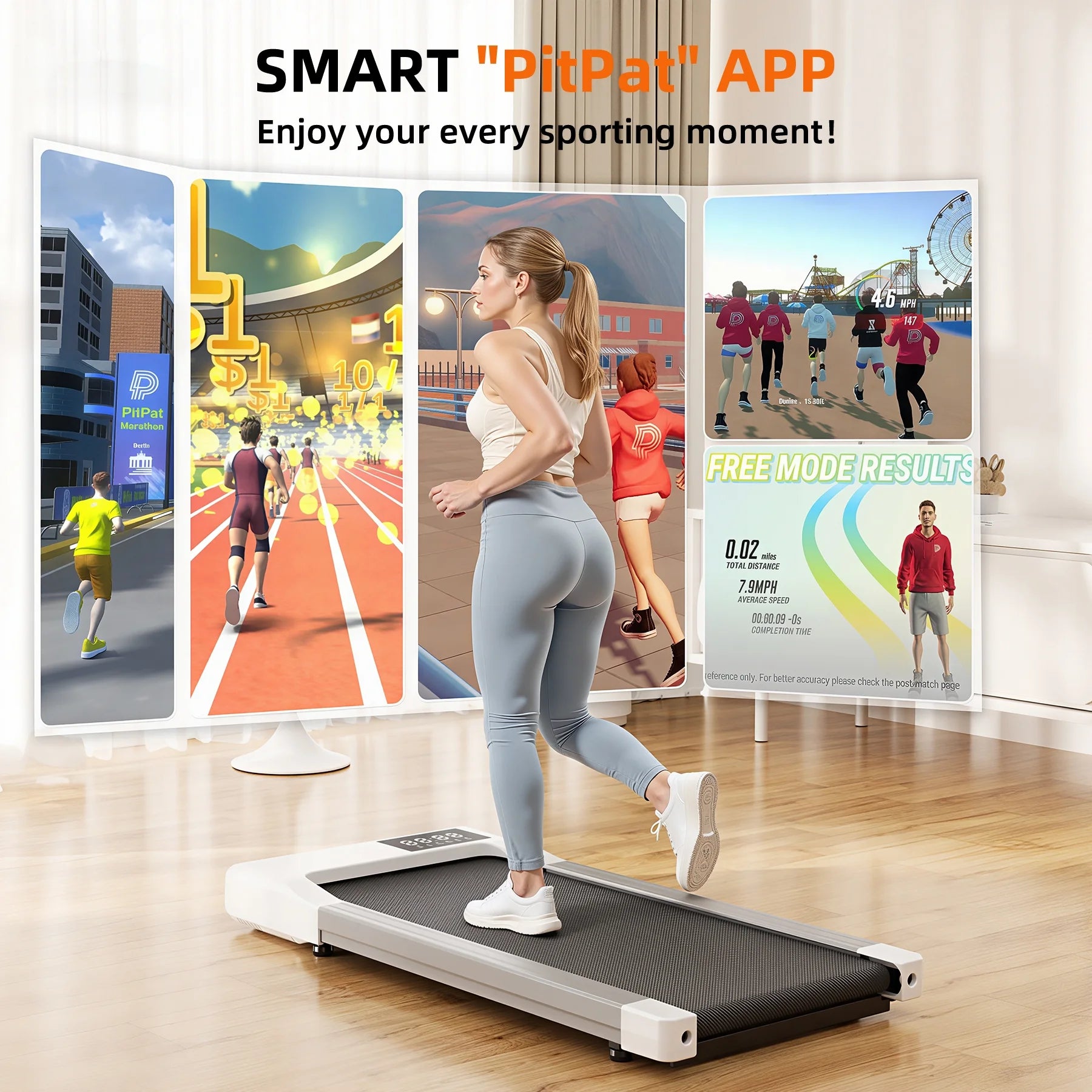 Walking Pad 300Lb,Under Desk Treadmillwith Remote Control ,2 in 1 Portable Walking Pad Treadmill for Home/Office/Exercise/Fitness Workout(White)
