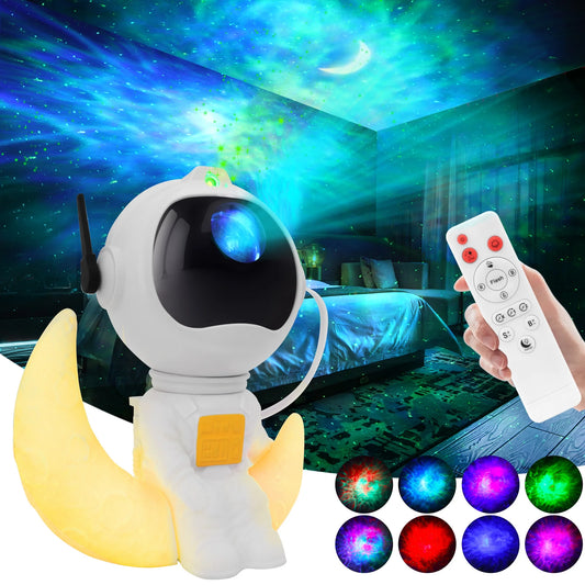 Astronaut Galaxy Projector, 2 in 1 Galaxy Projector for Bedroom Decor with Moon Lamp, Star Projector Galaxy Light with 8 Colors Effects