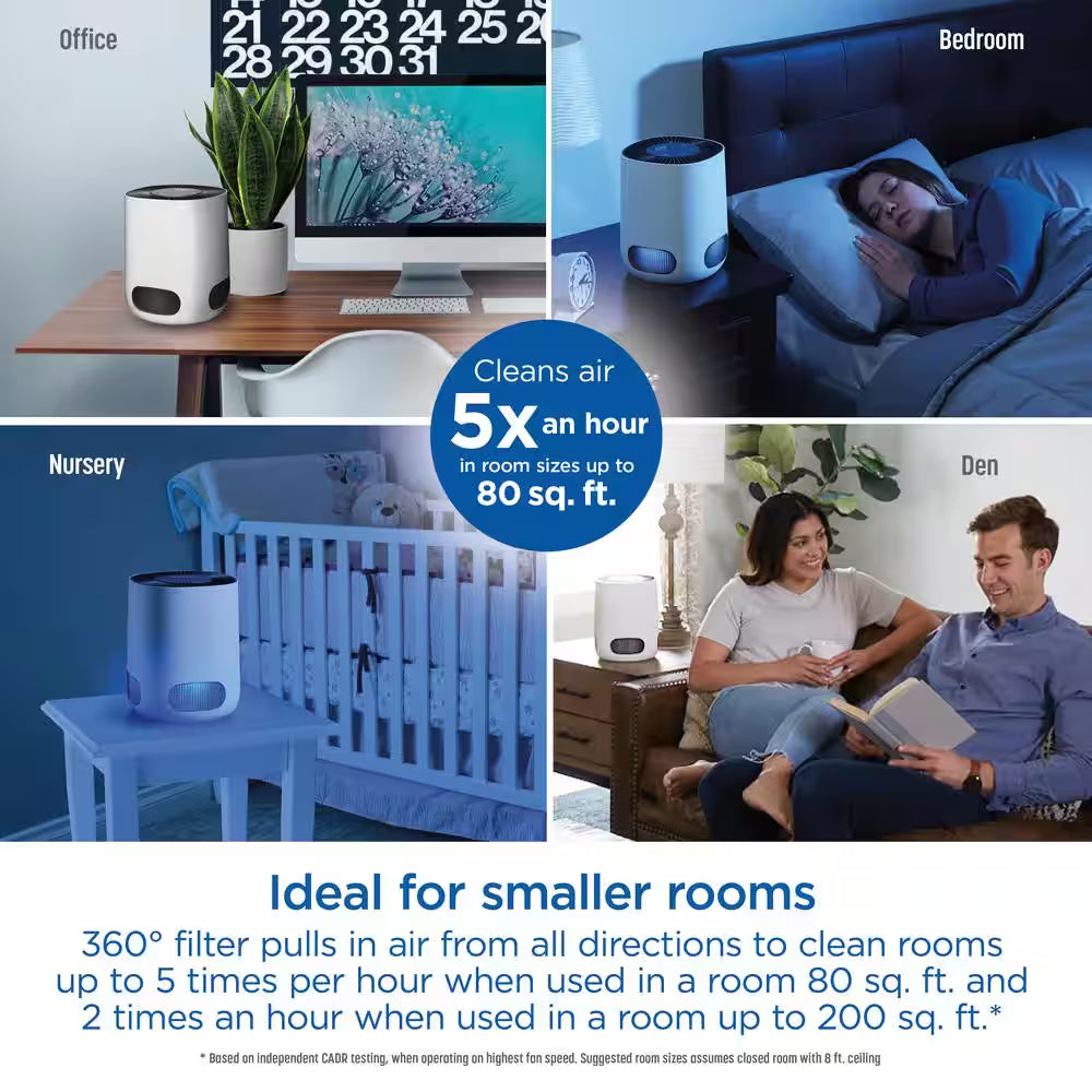 Tabletop Smart 200 Sq. Ft. True HEPA Air Purifier in White