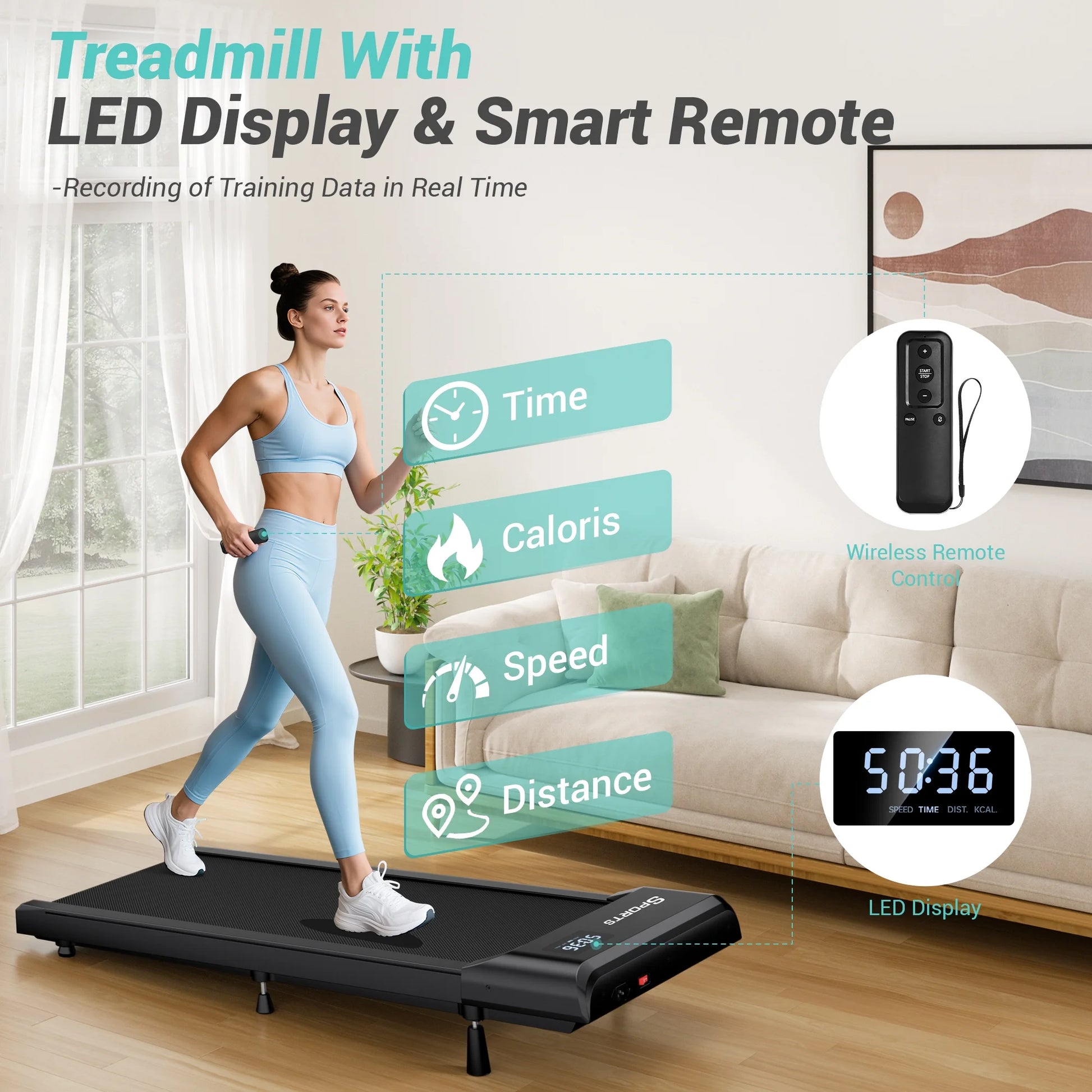 Walking Pad with 10% Incline,Walking Pad Treadmill for Home Office,2.5 HP under Desk Treadmill with LED Display & Remote,265 Lbs Capacity