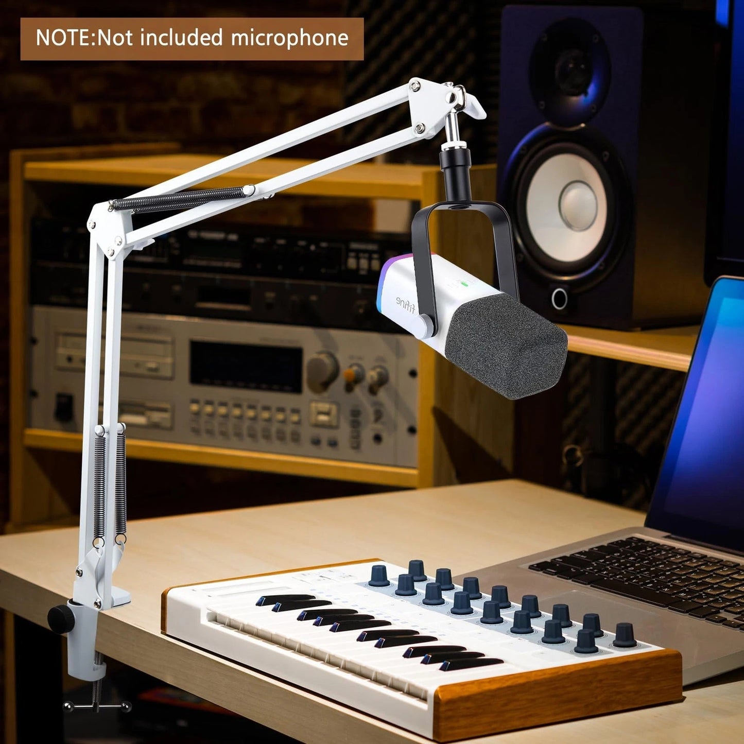 White Boom Arm for Fifine AM8 - Mic Arm Compatible with Fifine Microphone