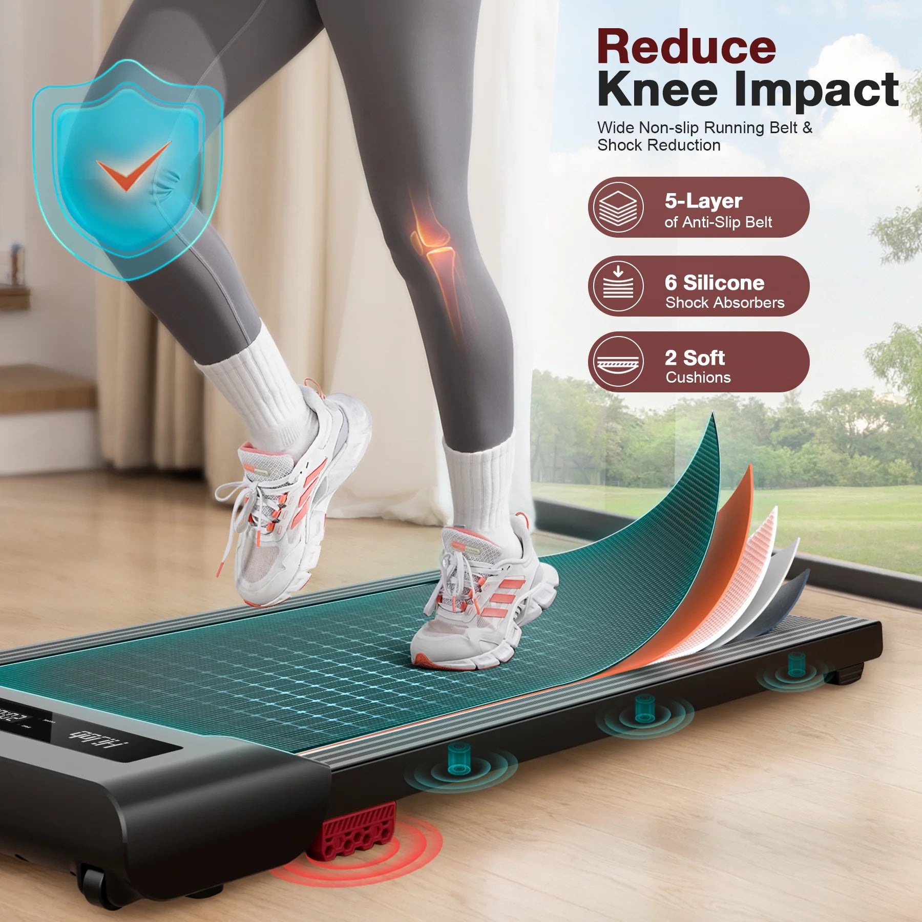 Walking Pad, under Desk Treadmill 300 Lb Capacity with LED Display for Home Office Walking/Running